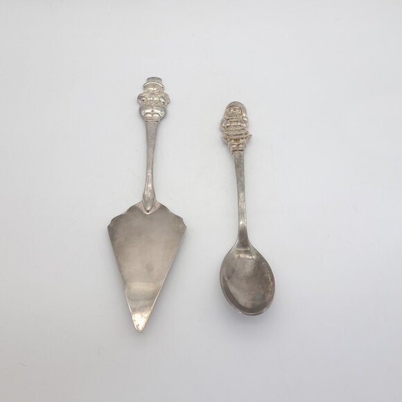Christmas Utensils -Snowman Cake Knife & Santa Serving Spoon - Picture 1 of 11